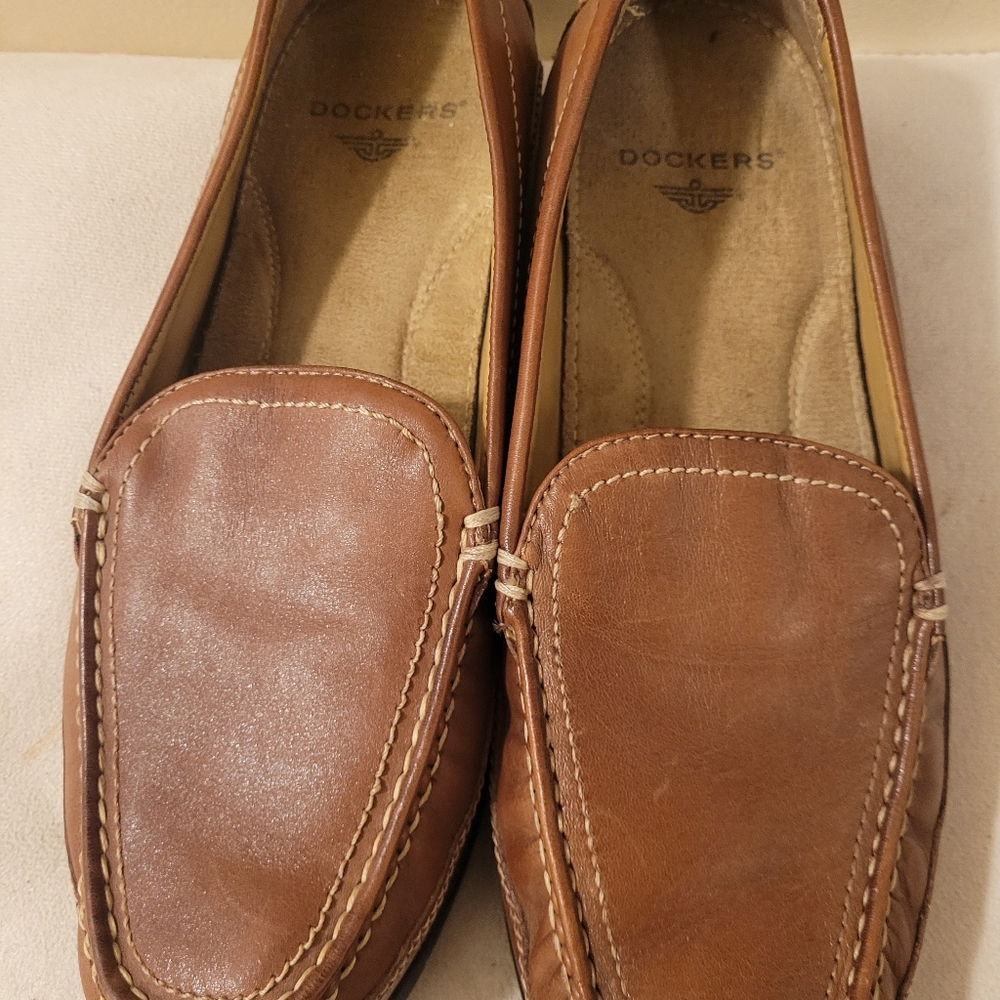Dockers Men's Size 10.5 M Shoes Brown Leather Slip On Comfort Loafers